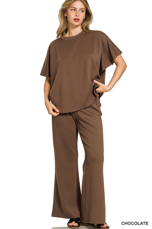 Scuba Curved Hem Pants Set