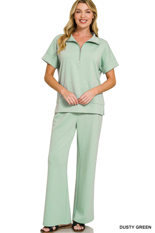 Scuba Half Zip Pants Set