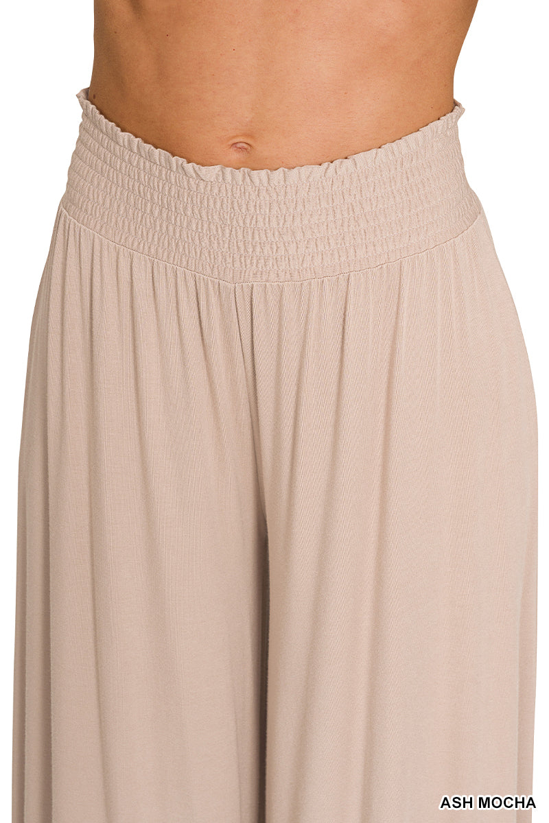 Smocked Wide Leg Palazzo Pants