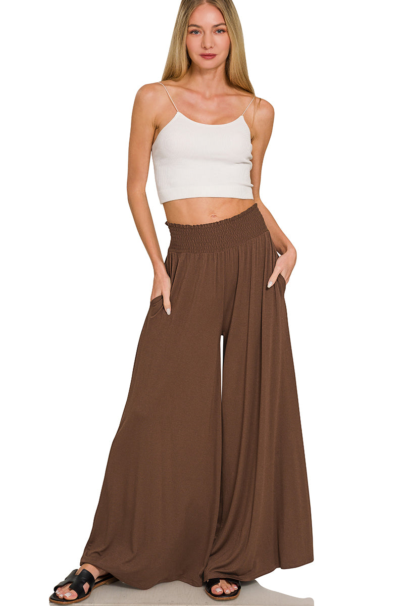 Smocked Wide Leg Palazzo Pants