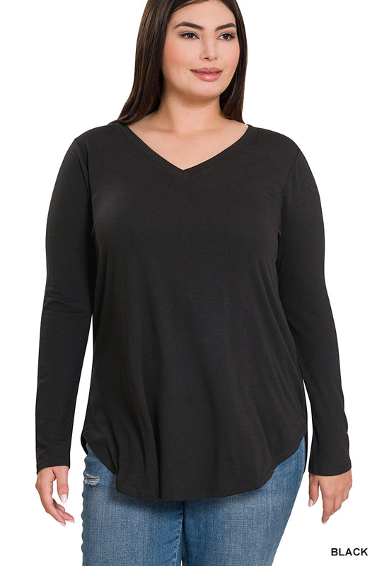 V-Neck Long Sleeve Top