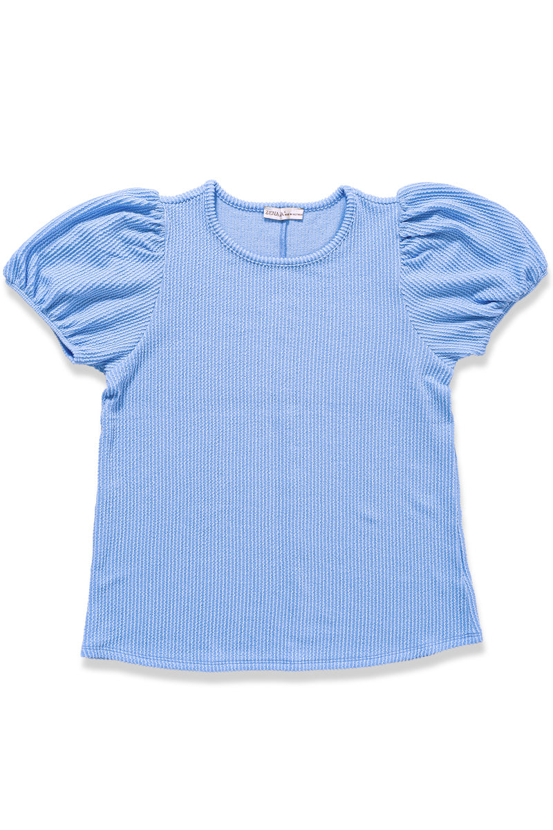 Ribbed Ruff Sleeve Top