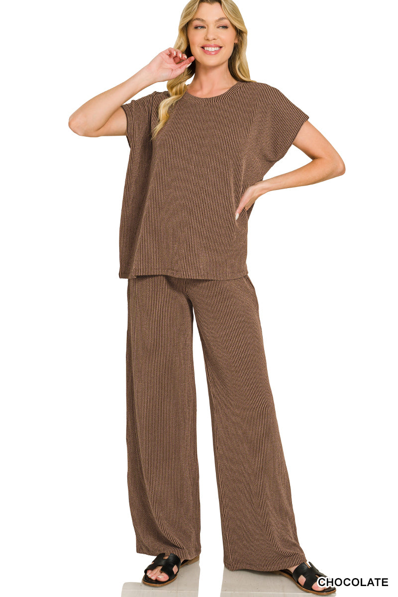 Relaxed Ribbed Pants Set