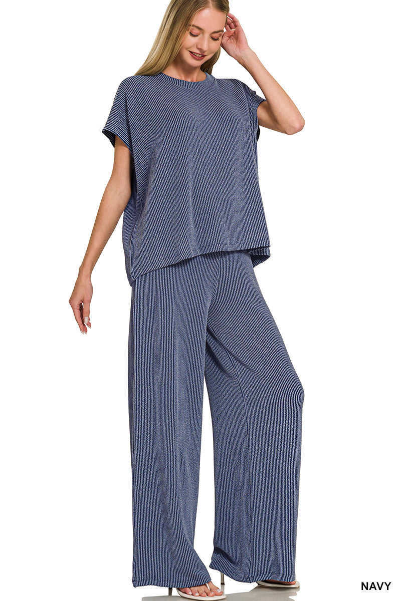 Relaxed Ribbed Pants Set