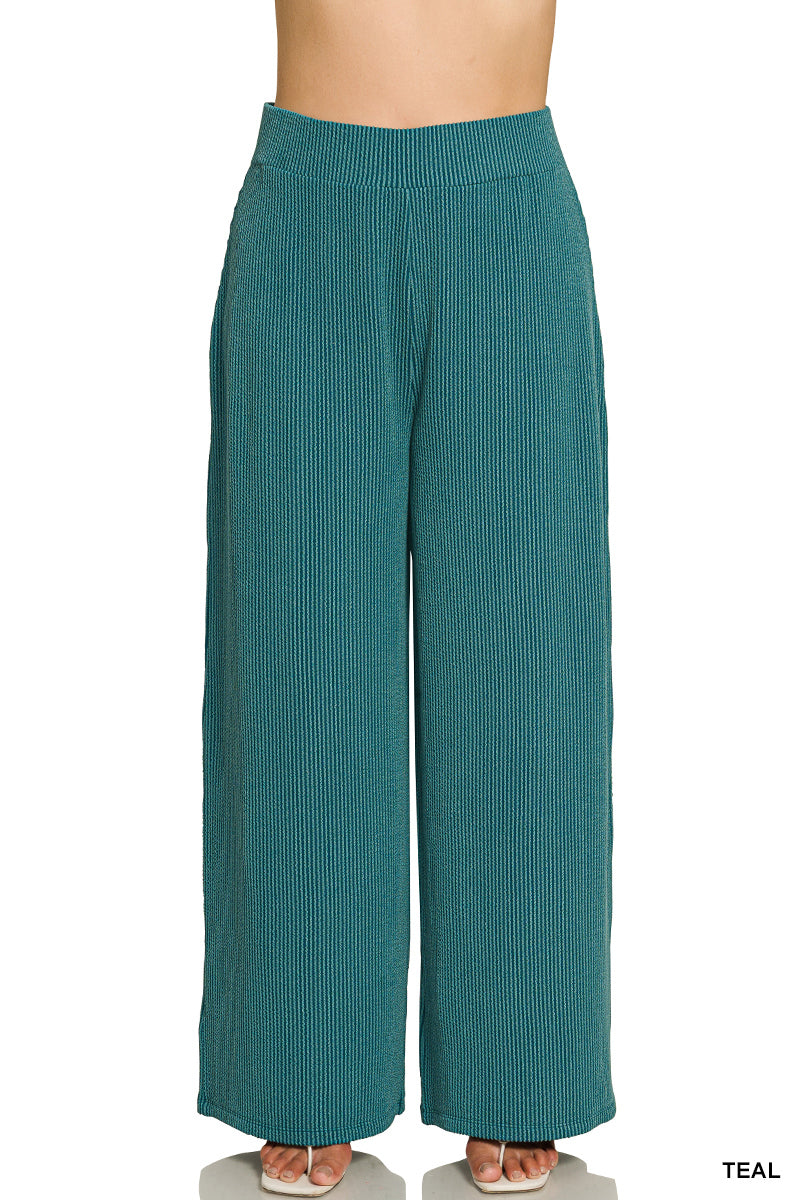 Mock Neck Long Sleeve Ribbed Pant Set