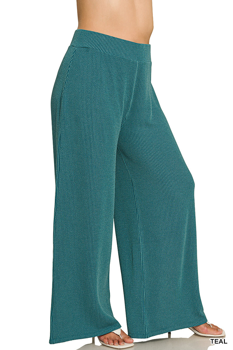 Mock Neck Long Sleeve Ribbed Pant Set