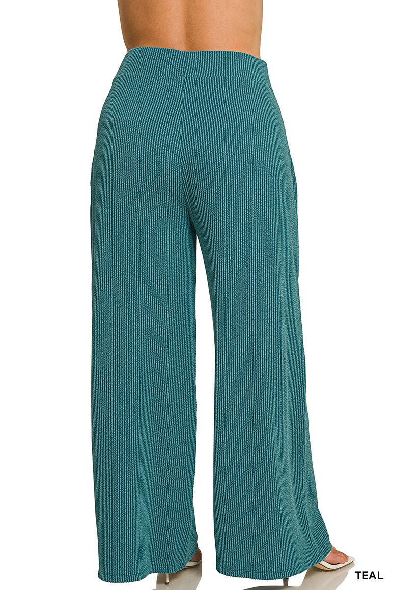 Mock Neck Long Sleeve Ribbed Pant Set