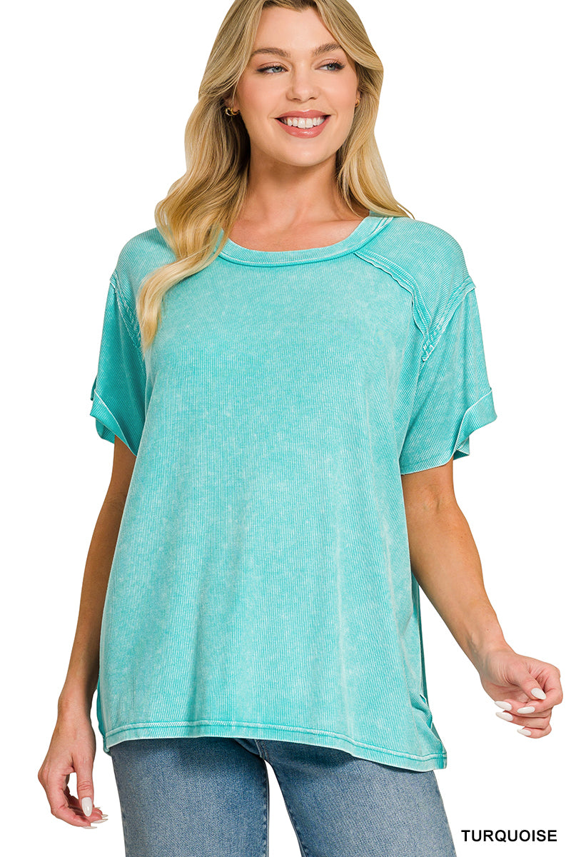 Washed Luxe Exposed Seam Tee