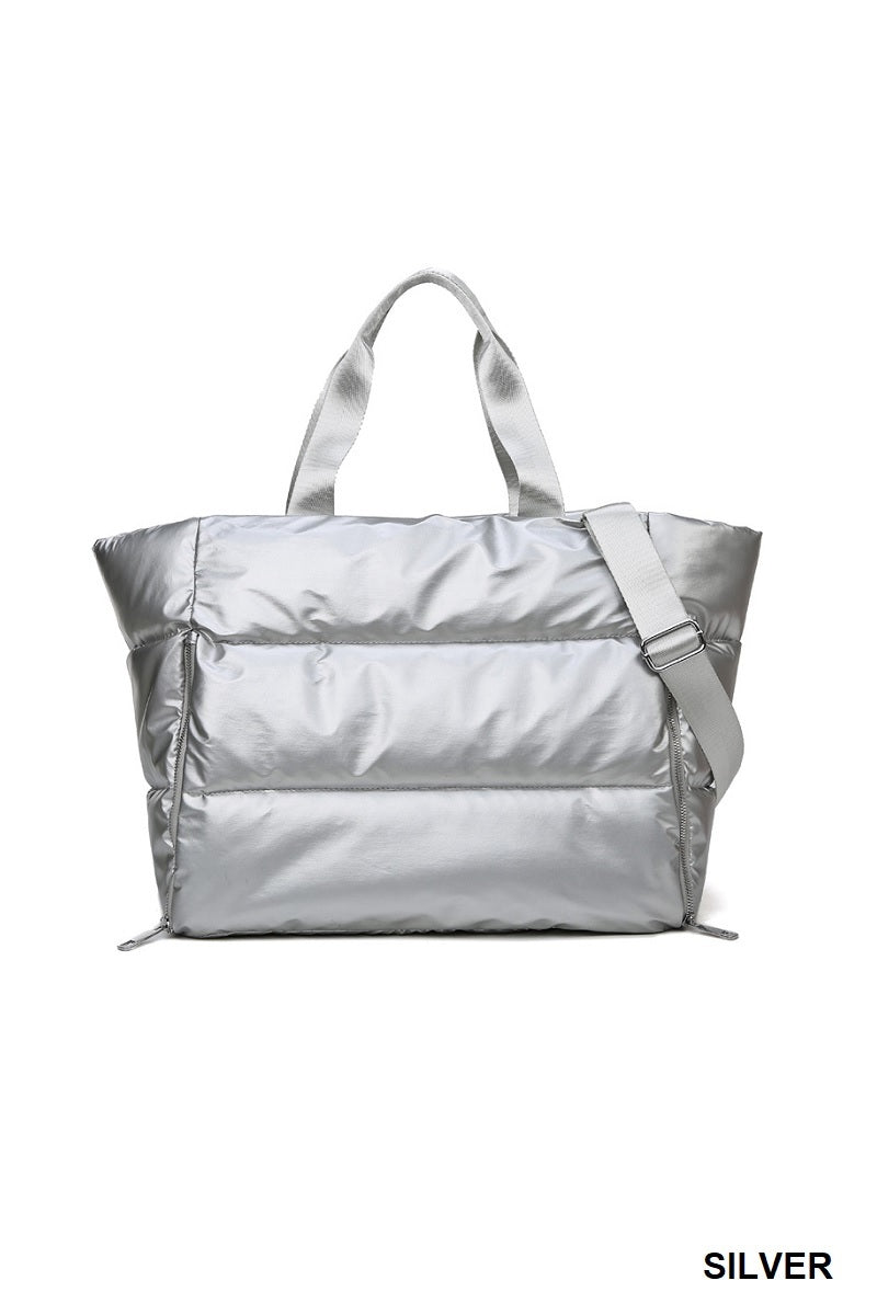Metallic Quilted Tote Bag