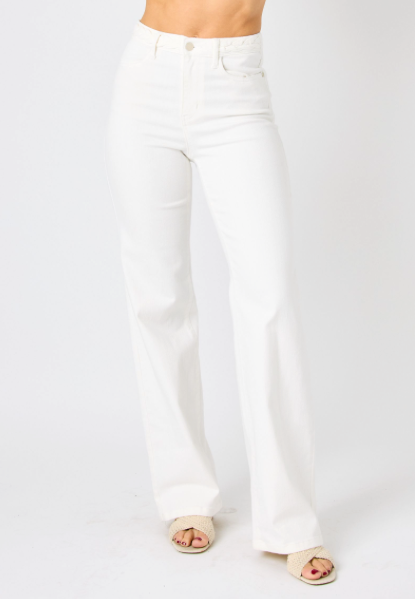 Judy Blue White Braided Flare Jeans