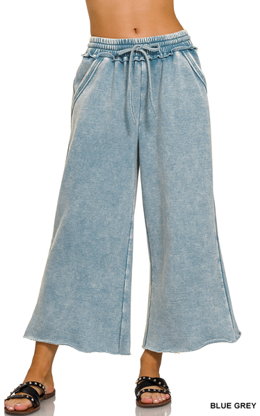 Washed Fleece Palazzo Pants