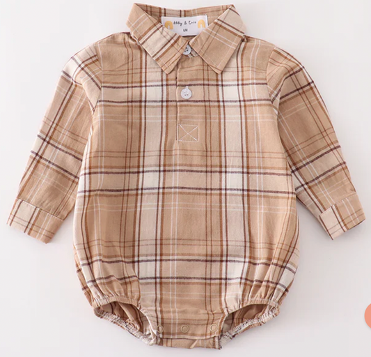 Kid's Khaki Plaid Bubble