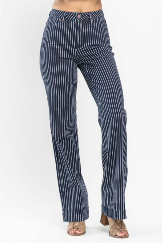 Judy Blue Striped Straight Leg Jeans