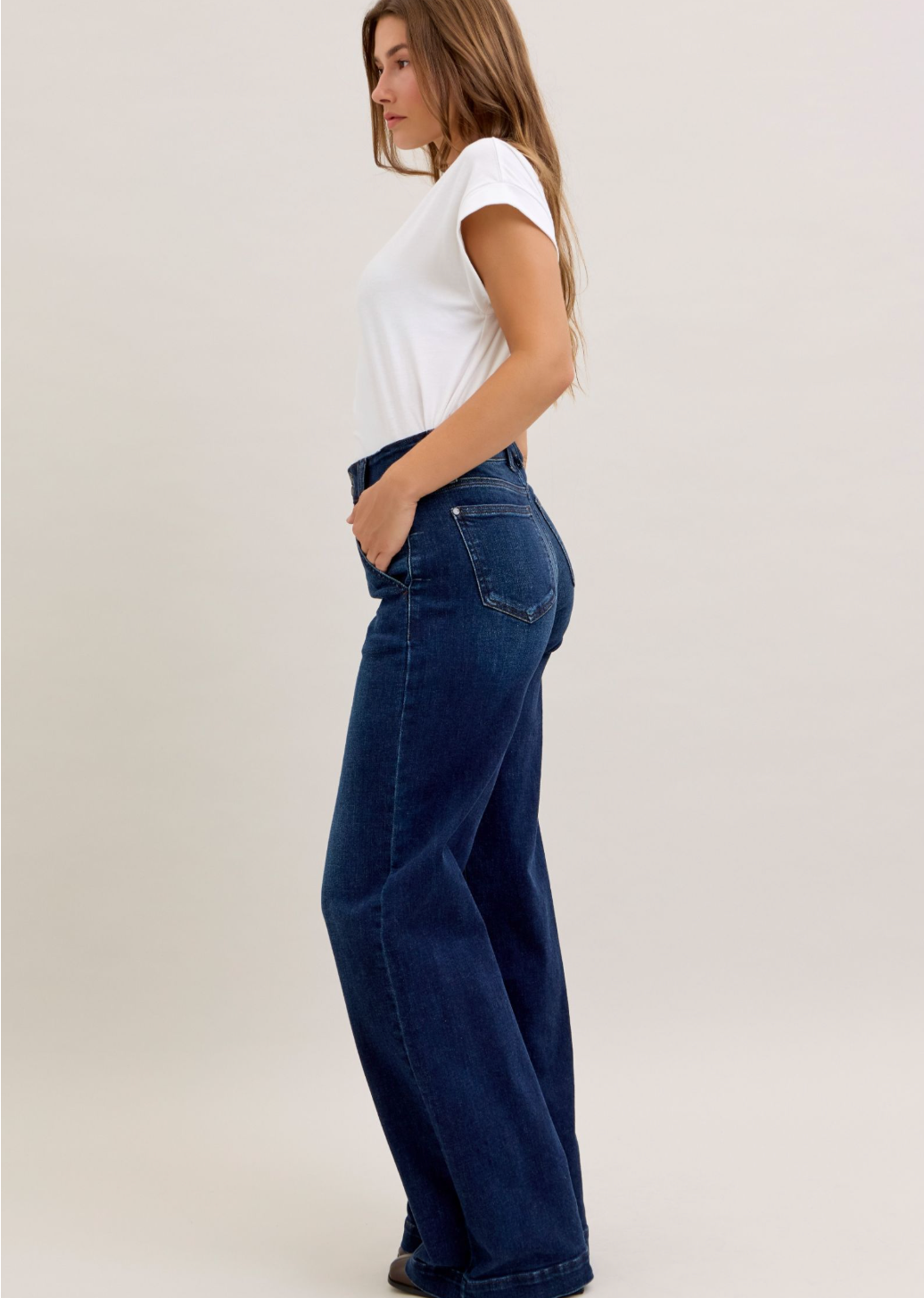 Judy Blue Trouser Wide Leg Jeans - Short & Regular Inseam