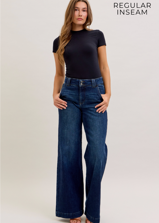 Judy Blue Trouser Wide Leg Jeans - Short & Regular Inseam