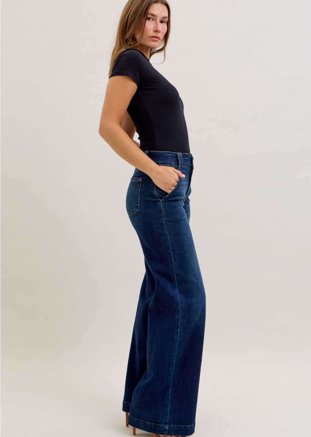 Judy Blue Trouser Wide Leg Jeans - Short & Regular Inseam