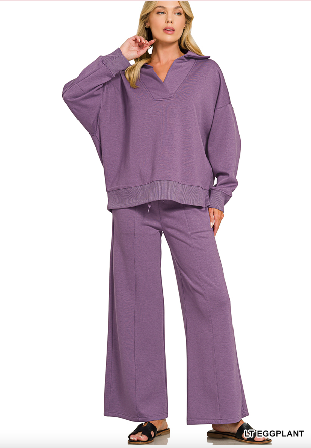 Scuba Collared Pants Set