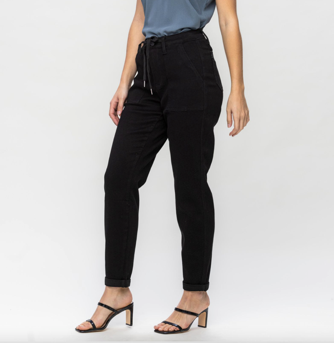 Judy Blue High Waist Jet Black Cuff Jogger