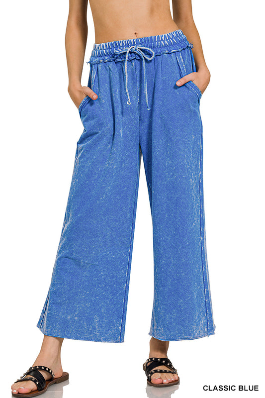 Washed French Terry Palazzo Pants