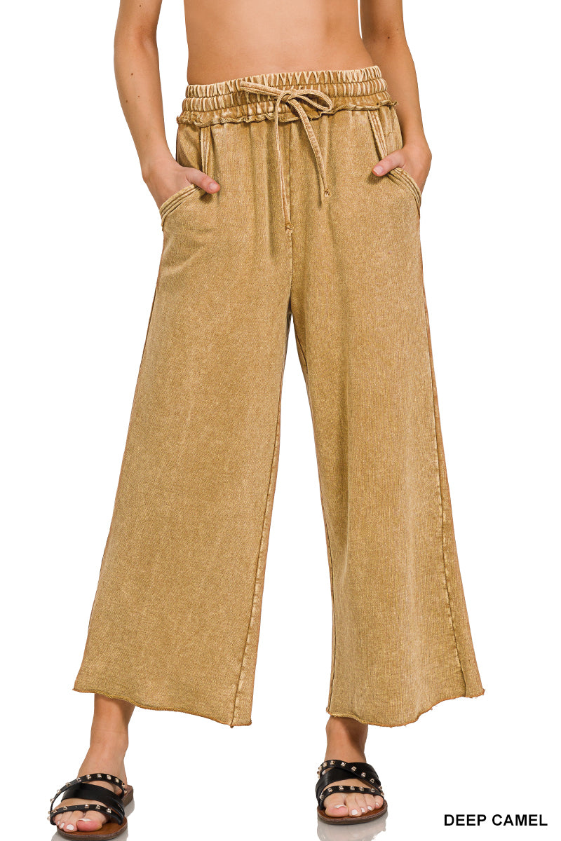 Washed French Terry Palazzo Pants