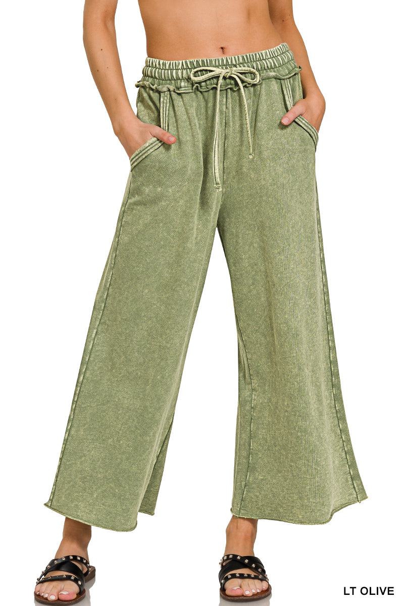 Washed French Terry Palazzo Pants