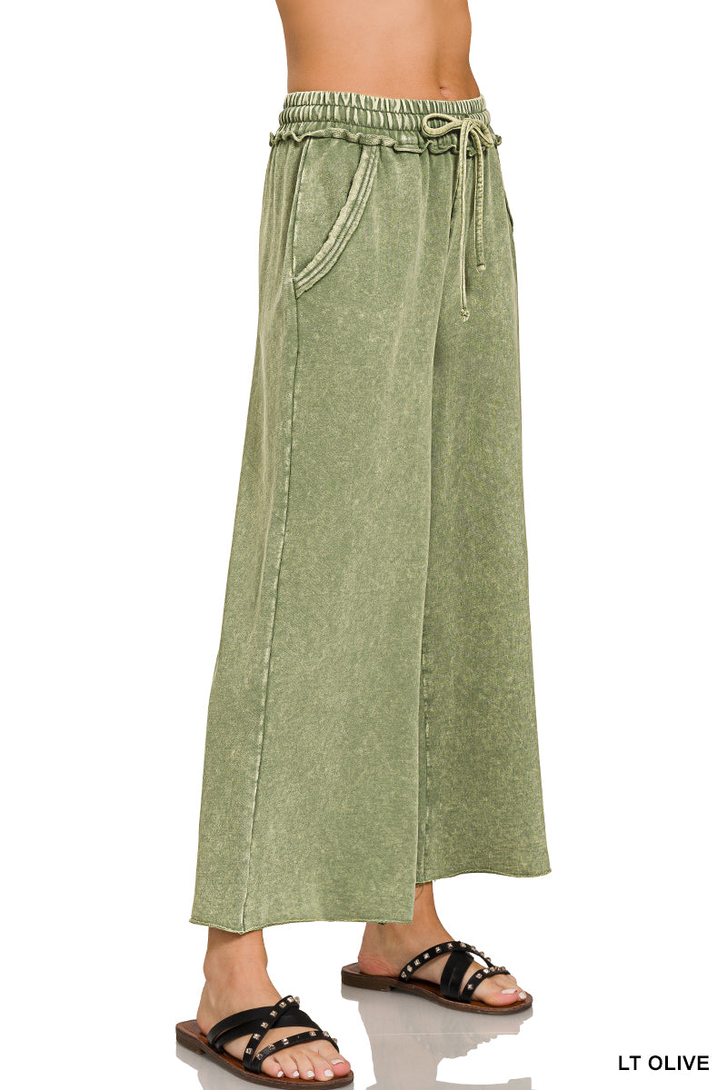 Washed French Terry Palazzo Pants