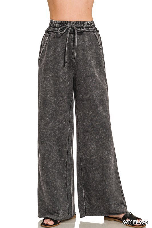 Washed French Terry Pants - Full Length