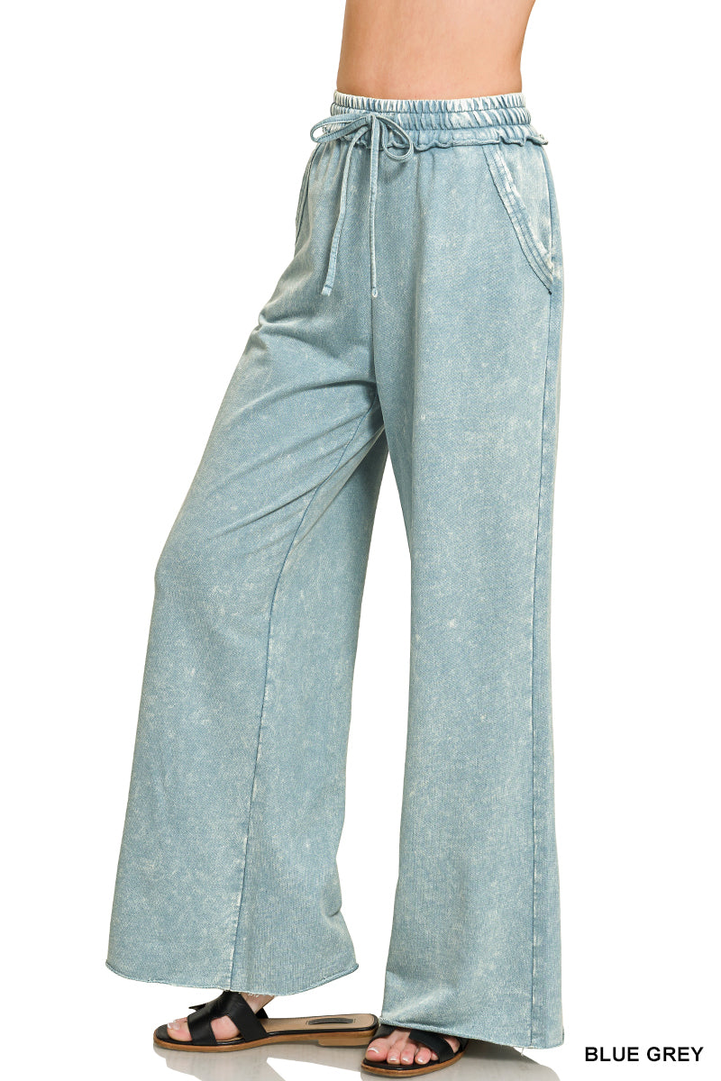 Washed French Terry Pants - Full Length