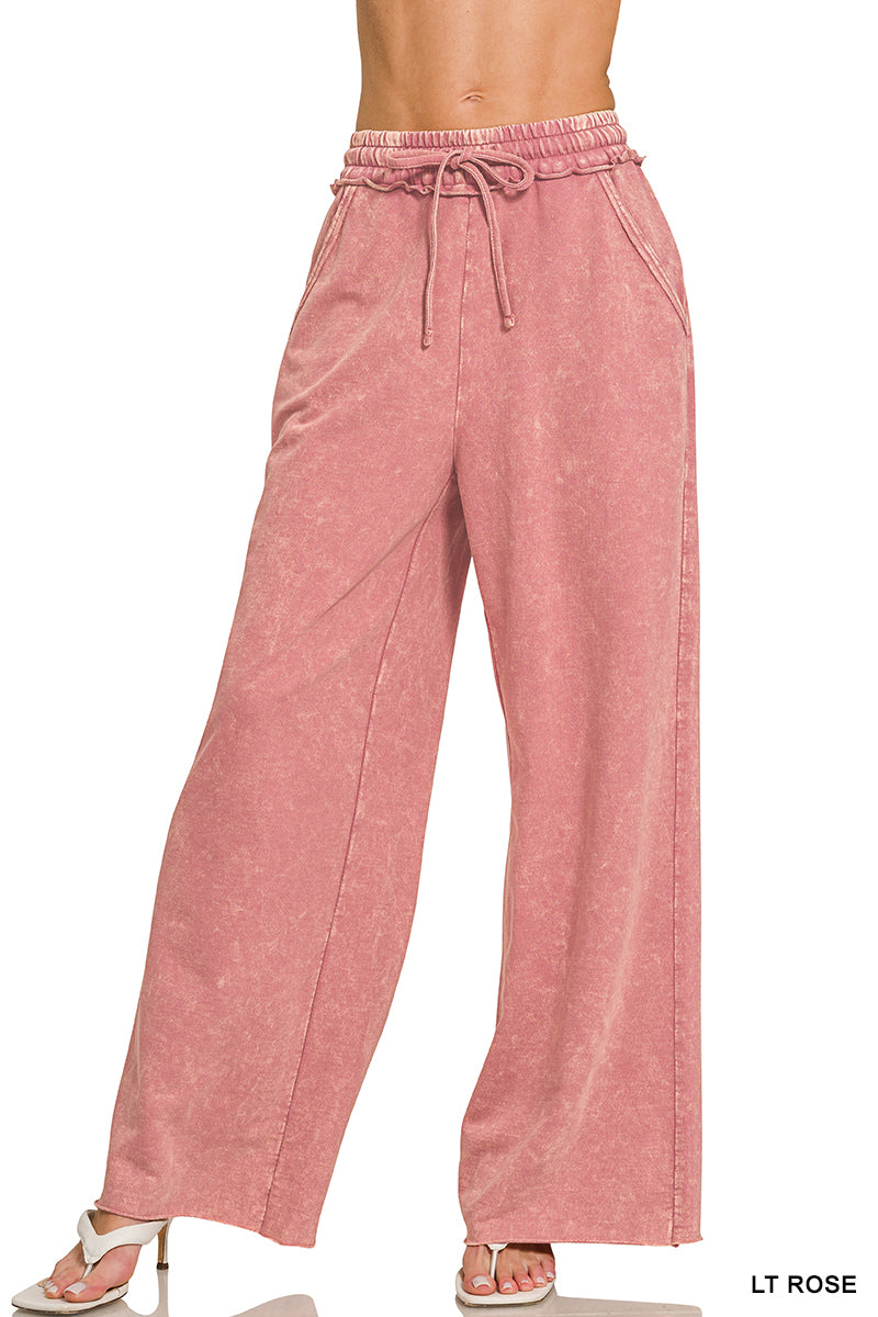 Washed French Terry Pants - Full Length