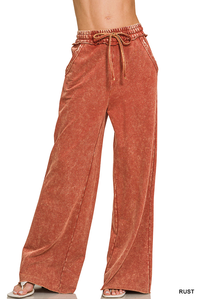 Washed French Terry Pants - Full Length