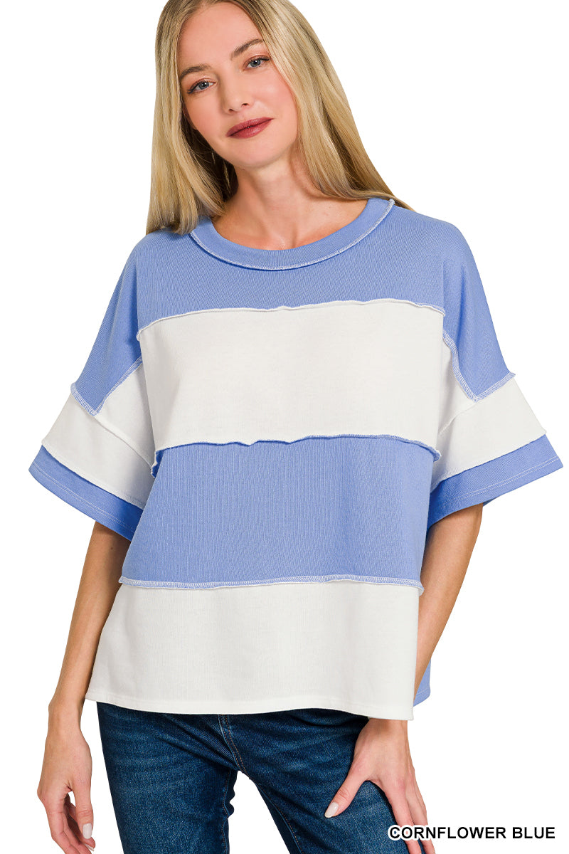 French Terry Stripe Top