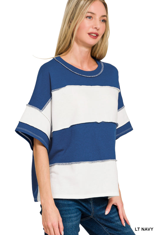French Terry Stripe Top