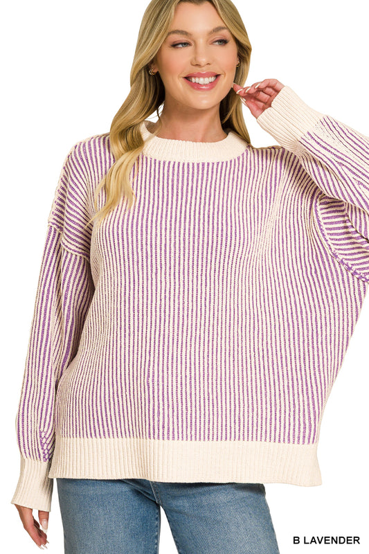 Ribbed Two Tone Sweater