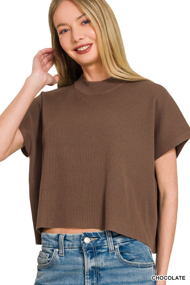 Eliza Cropped Mock Neck Sweater