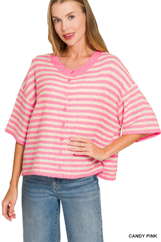 Striped Wool Blend Cardigan