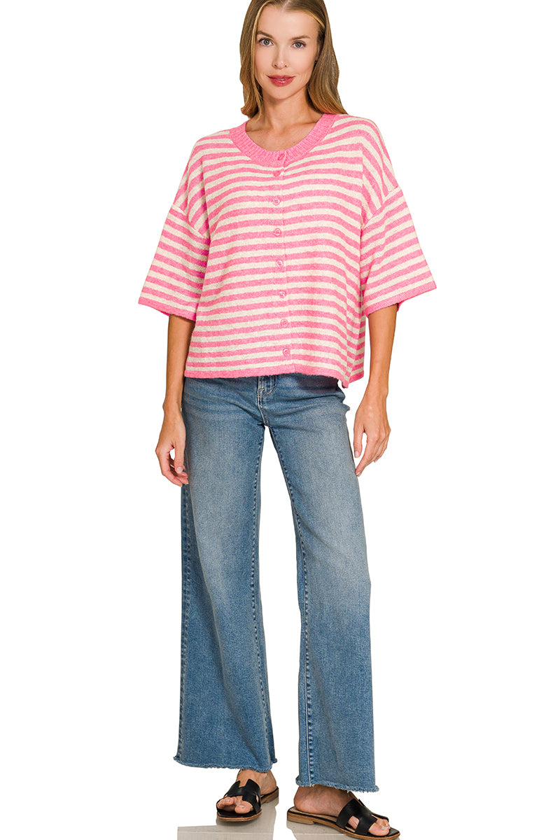 Striped Wool Blend Cardigan
