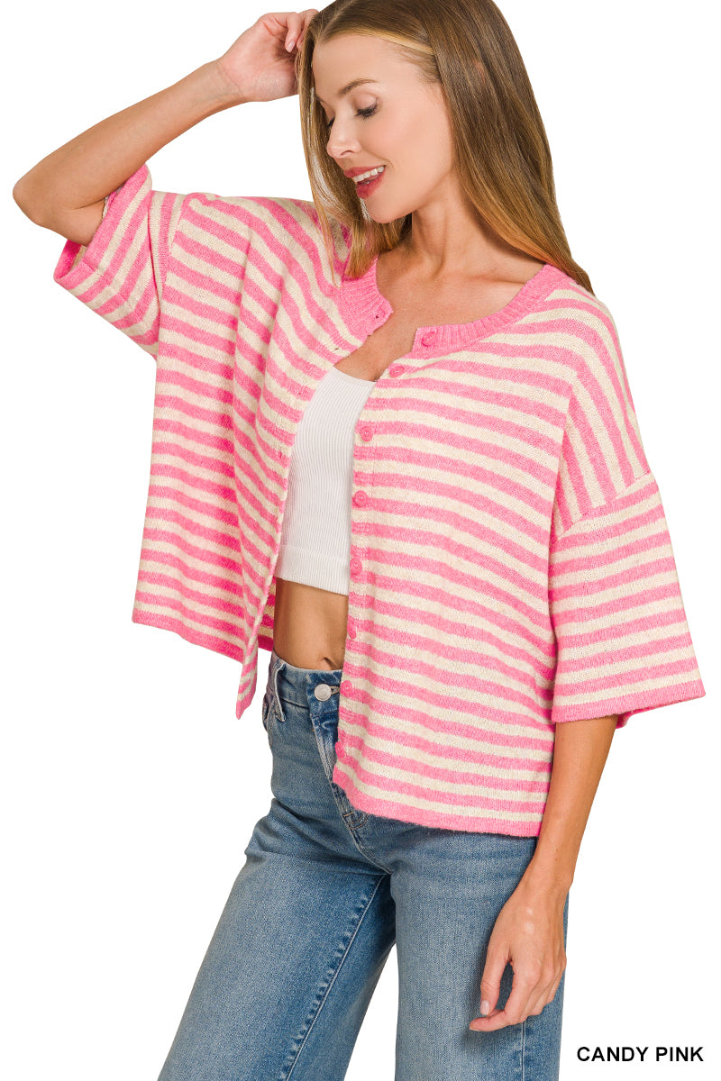 Striped Wool Blend Cardigan