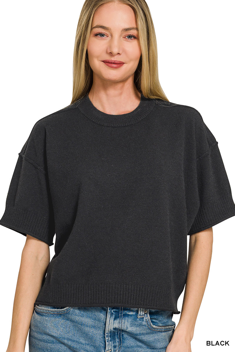 Exposed Seam Crop Sweater