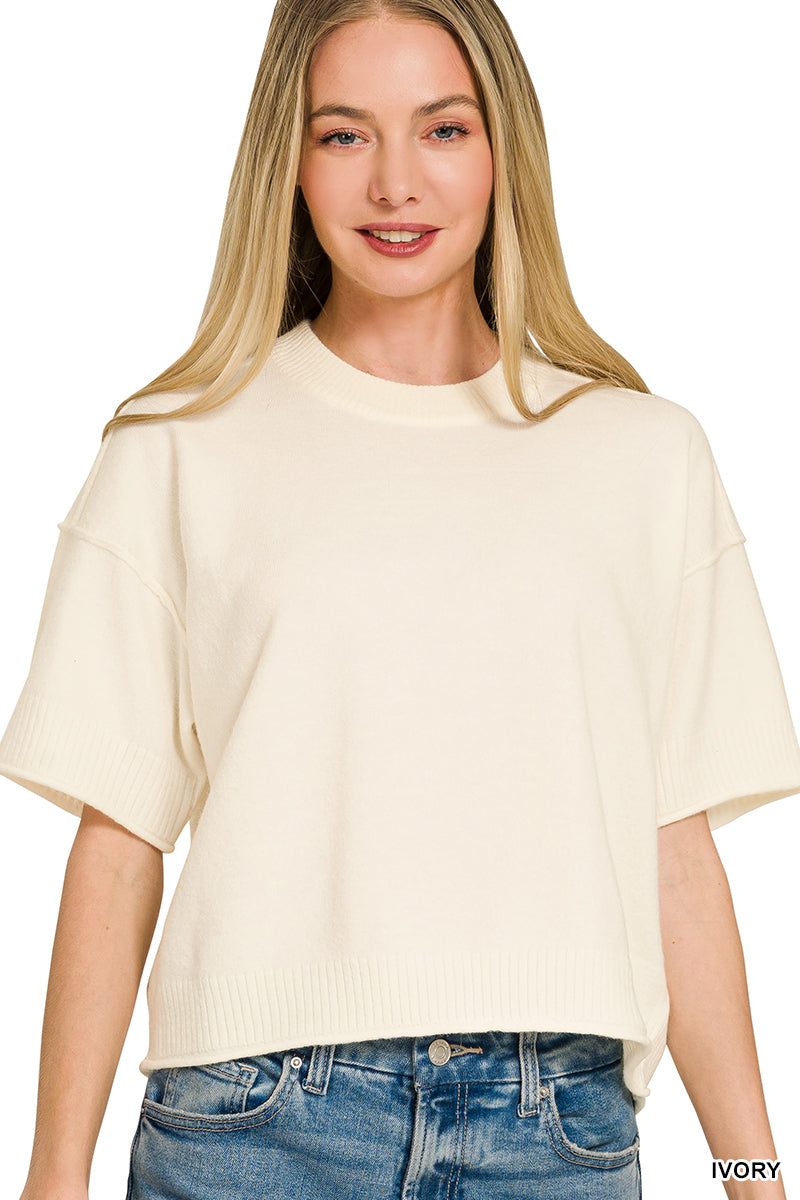Exposed Seam Crop Sweater
