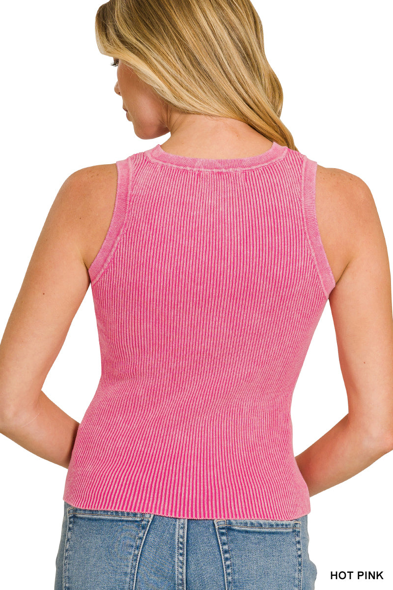 Washed Ribbed Tank Top