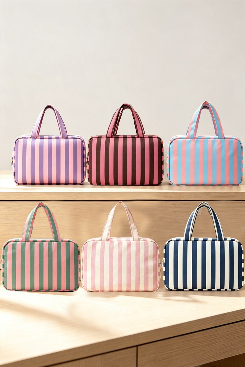 Striped Foldable Hanging Toiletry Bag