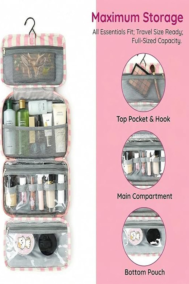 Striped Foldable Hanging Toiletry Bag