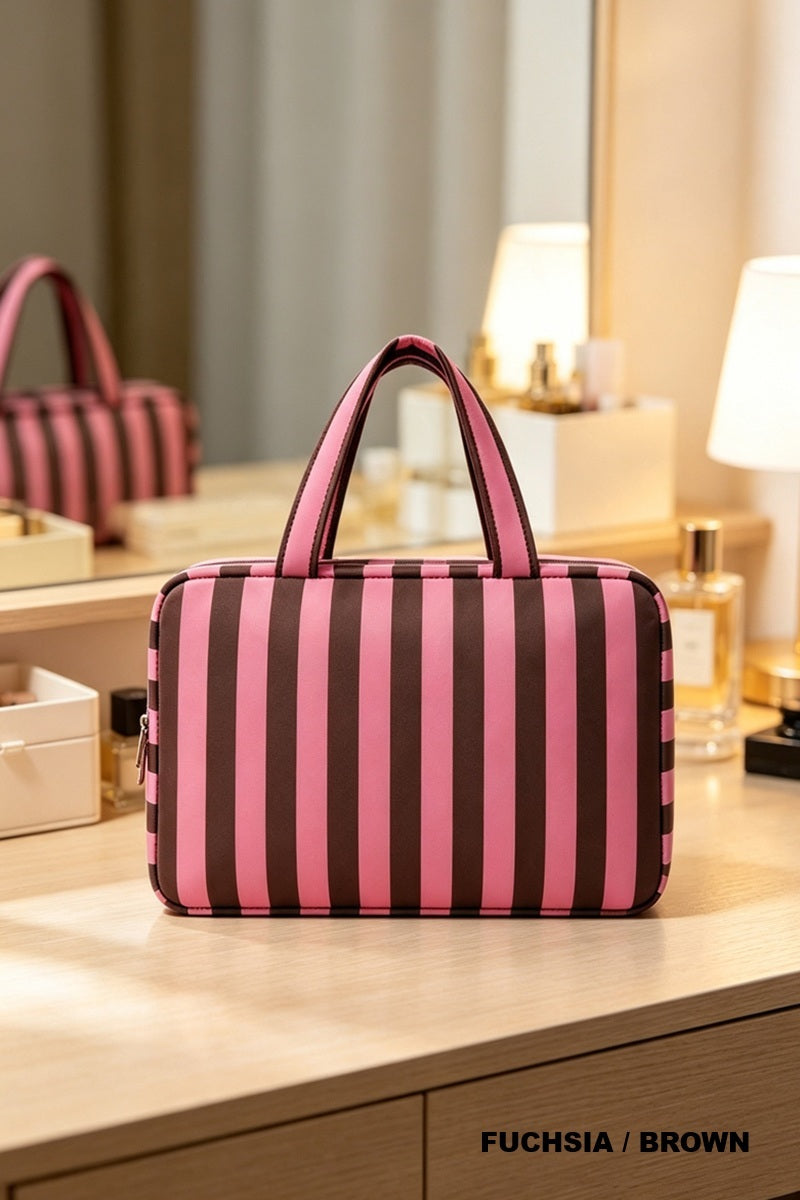 Striped Foldable Hanging Toiletry Bag