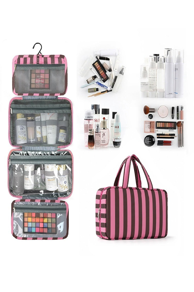 Striped Foldable Hanging Toiletry Bag