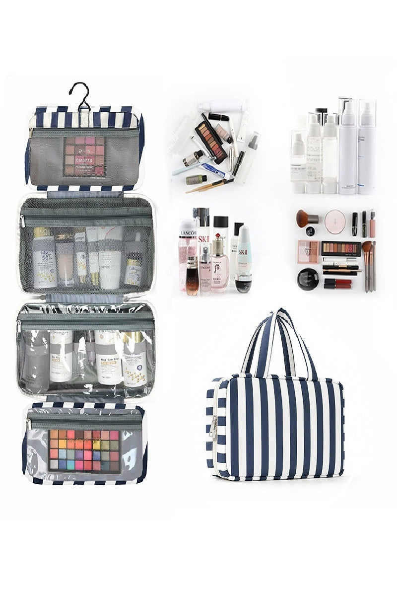 Striped Foldable Hanging Toiletry Bag