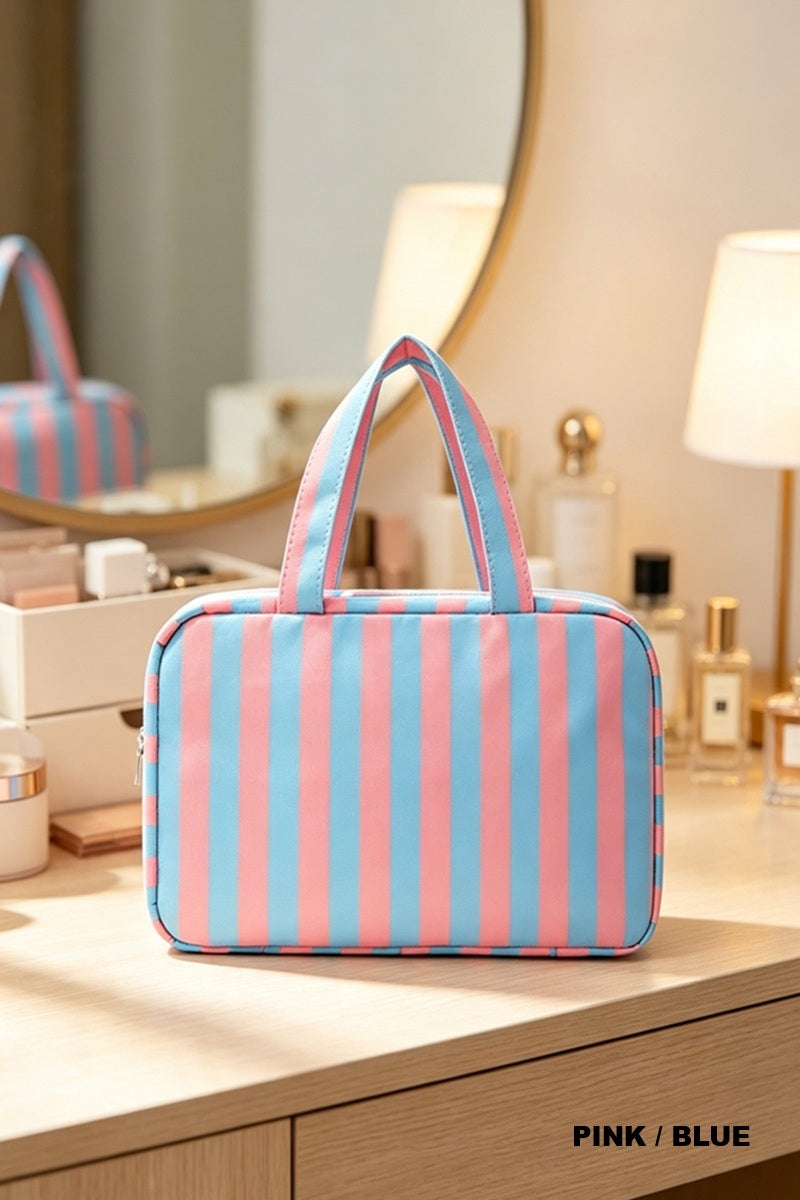 Striped Foldable Hanging Toiletry Bag