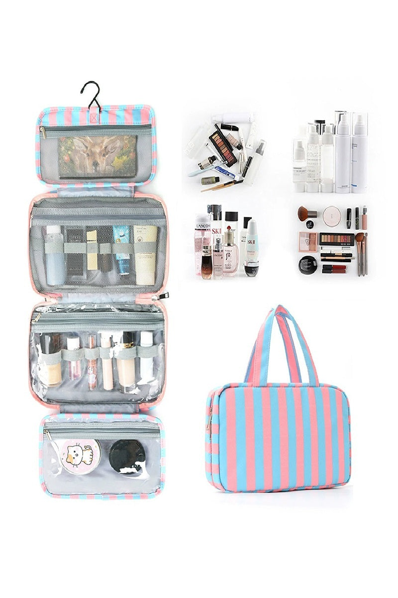 Striped Foldable Hanging Toiletry Bag