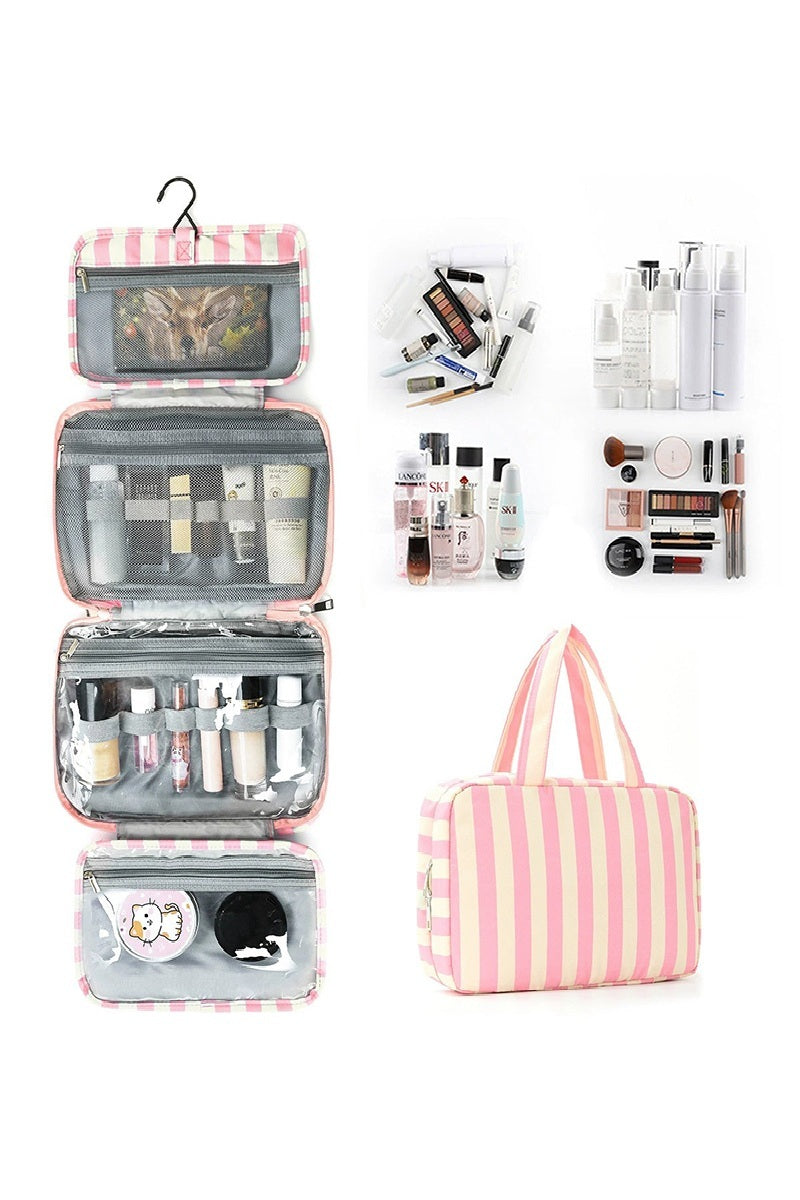 Striped Foldable Hanging Toiletry Bag
