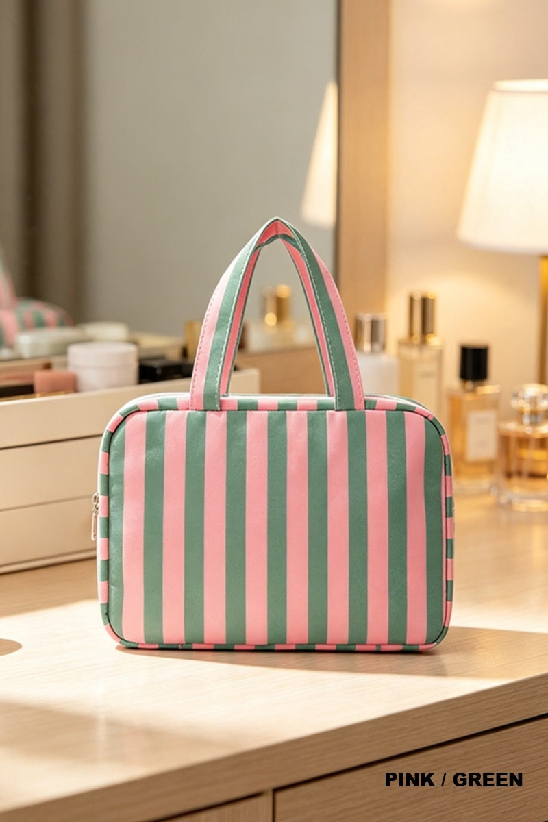 Striped Foldable Hanging Toiletry Bag