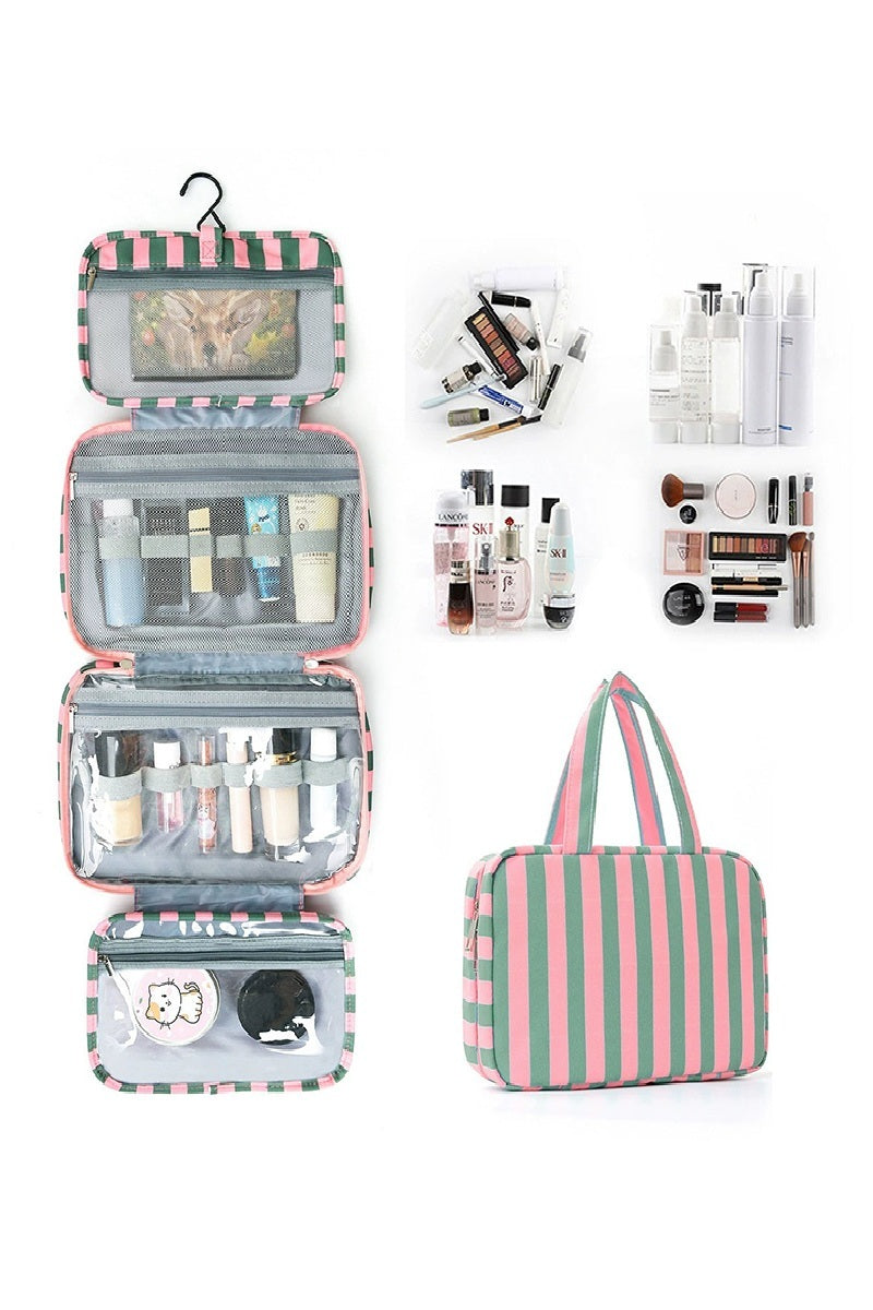 Striped Foldable Hanging Toiletry Bag